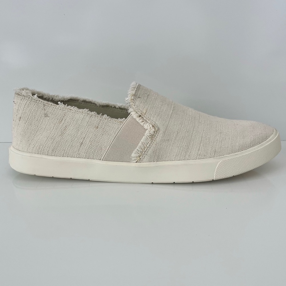 VINCE Preston Frayed Canvas Slip On Sneakers in Moonlight